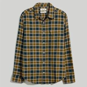 Madewell Men’s Perfect Long-Sleeve Shirt in Herringbone Plaid Sz L